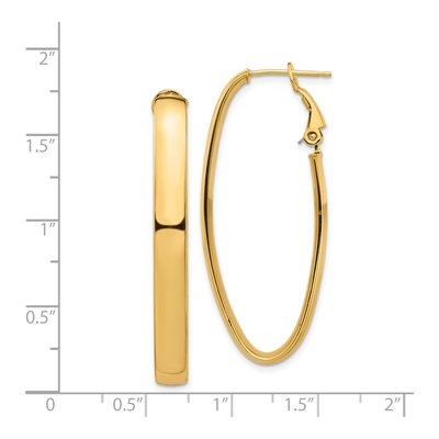 14K Yellow Gold Oval Omega-Back Tube Hoop Earrings – view 5