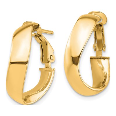 14K Yellow Gold 20mm Wavy Hoop Earrings – view 3