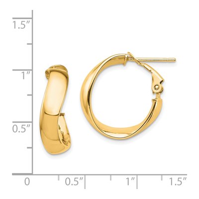 14K Yellow Gold 20mm Wavy Hoop Earrings – view 5