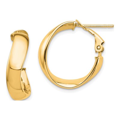 14K Yellow Gold 20mm Wavy Hoop Earrings