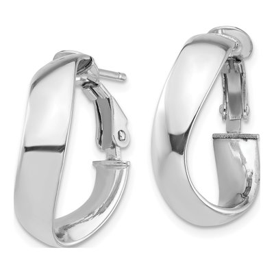 14K White Gold 20mm Wavy Hoop Earrings – view 3