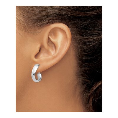 14K White Gold 20mm Wavy Hoop Earrings – view 4