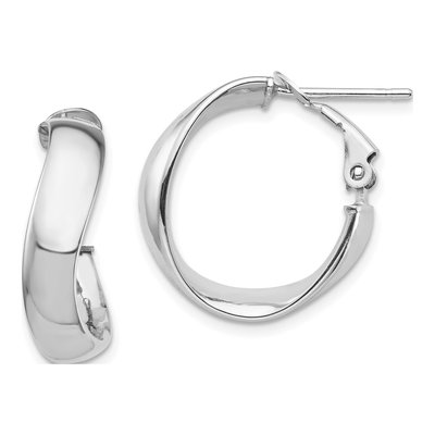14K White Gold 20mm Wavy Hoop Earrings