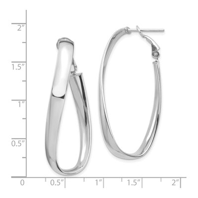 14K White Gold Twisted Omega Back Oval Hoop Earrings – view 5
