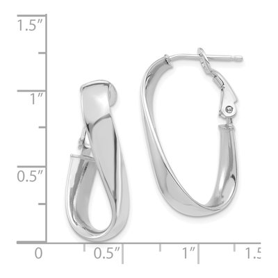 14K White Gold Twisted Oval Hoop Earrings – view 5