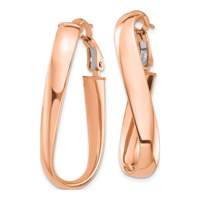 14K Rose Gold Omega Back Hoop Earrings – view 3