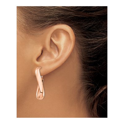 14K Rose Gold Omega Back Hoop Earrings – view 4