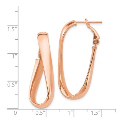 14K Rose Gold Omega Back Hoop Earrings – view 5