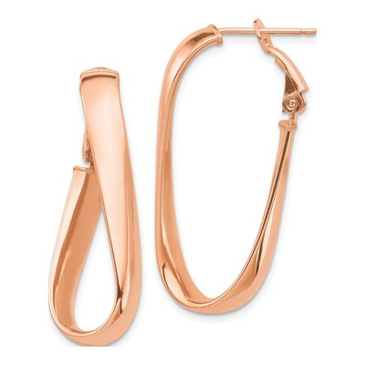 14K Rose Gold Omega Back Hoop Earrings