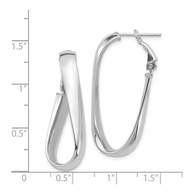 14K White Gold Twisted Oval Omega Hoop Earrings – view 5