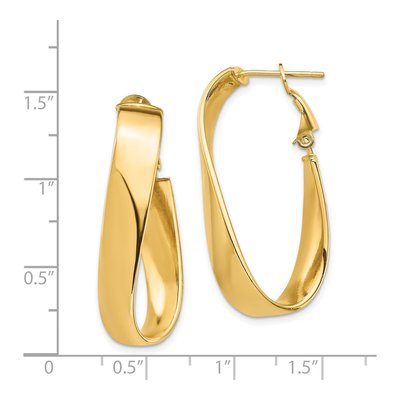 14K Yellow Gold Twisted Wavy Hoop Earrings – view 5
