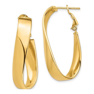 14K Yellow Gold Twisted Wavy Hoop Earrings