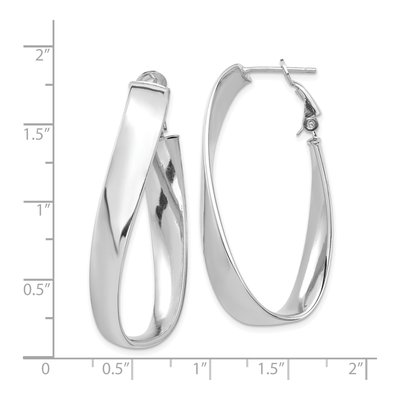 14K White Gold Twisted Oval Hoop Earrings – view 5
