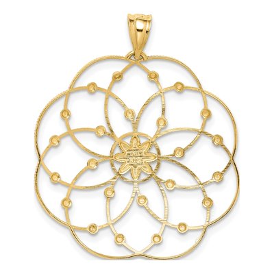14K Yellow Gold Spiral Circle Pendant – view 5