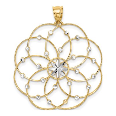 14K Yellow Gold Spiral Circle Pendant