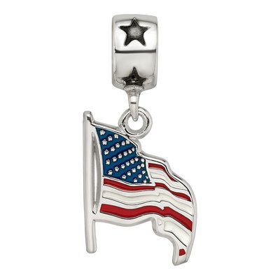 Sterling Silver Enameled Flag Star Dangle Bead – view 4