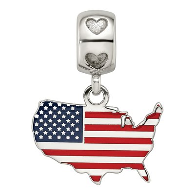 Sterling Silver US Flag Heart Bead – view 4