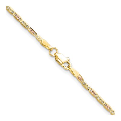 14K Tri-Color Gold 2mm Pave Valentino Chain – view 3