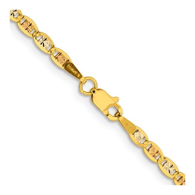 14K Tri-Color Gold 2.75mm Valentino Chain – view 3