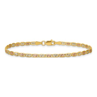 14K Tri-Color Gold 2.75mm Valentino Chain Bracelet – view 4