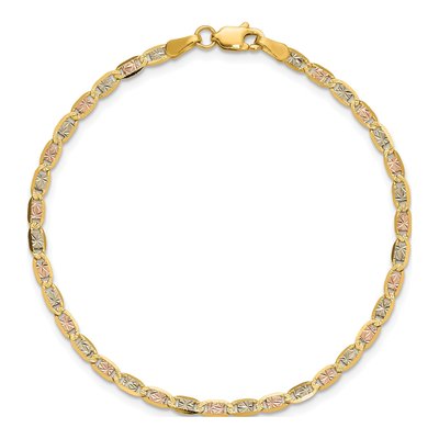 14K Tri-Color Gold 2.75mm Valentino Chain Bracelet – view 5