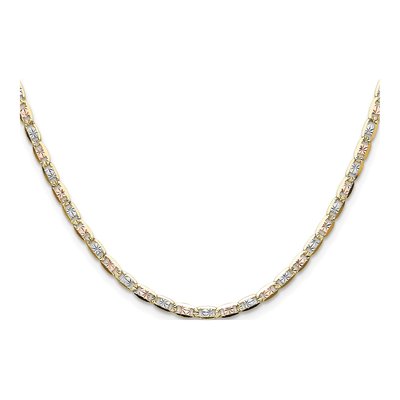14K Tri-Color Gold 3.2mm Pave Valentino Chain – view 2