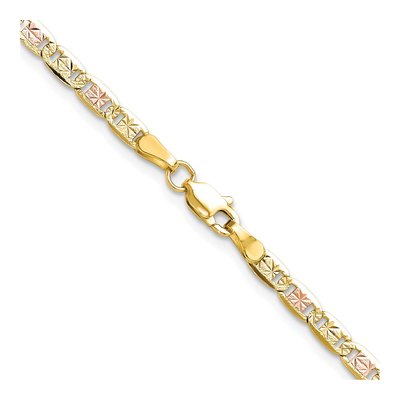 14K Tri-Color Gold 3.2mm Pave Valentino Chain – view 3