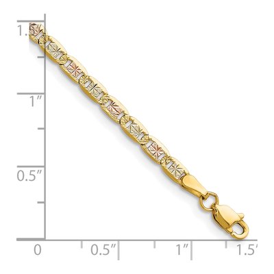 14K Tri-Color Gold 3.2mm Pave Valentino Chain Bracelet – view 2