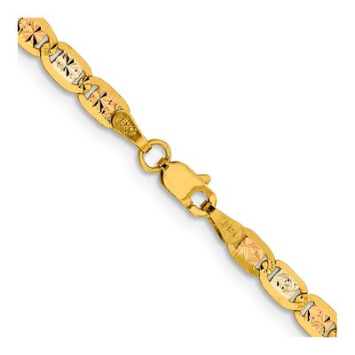 14K Tri-Color Gold 3.8mm Pave Valentino Chain – view 3