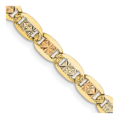 14K Tri-Color Gold 3.8mm Pave Valentino Chain
