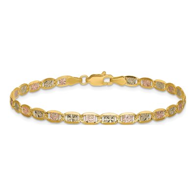 14K Tri-Color Gold 3.8mm Valentino Chain Bracelet – view 4