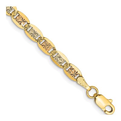 14K Tri-Color Gold 3.8mm Valentino Chain Bracelet