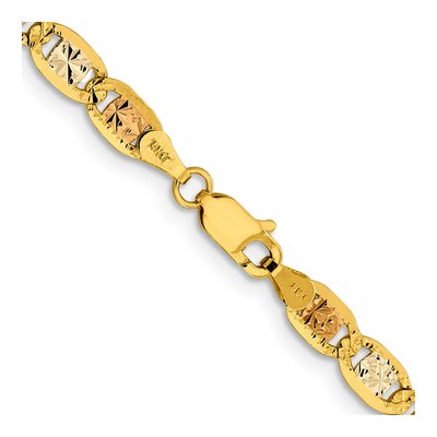 14K Tri-Color Gold 4.65mm Pave Valentino Chain – view 3