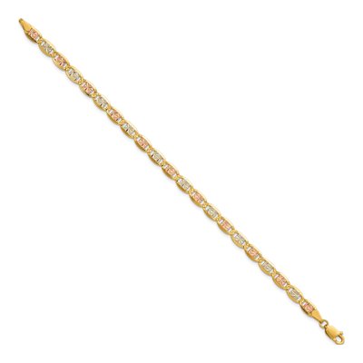 14K Tri-Color Gold 4.65mm Pave Valentino Chain Bracelet – view 2