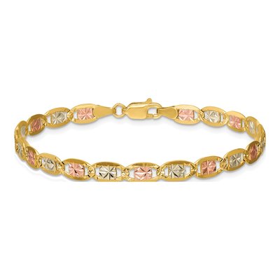 14K Tri-Color Gold 4.65mm Pave Valentino Chain Bracelet – view 4