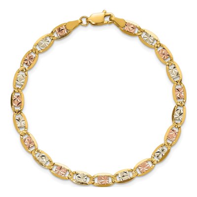 14K Tri-Color Gold 4.65mm Pave Valentino Chain Bracelet – view 5