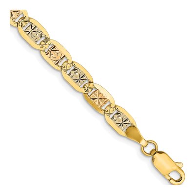 14K Tri-Color Gold 4.65mm Pave Valentino Chain Bracelet
