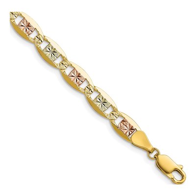 14K Tri-Color Gold 6.1mm Valentino Chain