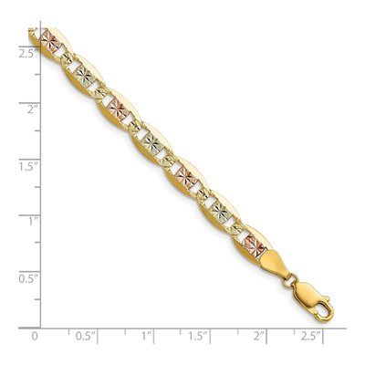 14K Tri-Color Gold 6.1mm Valentino Chain Bracelet – view 2