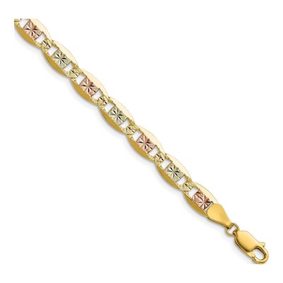 14K Tri-Color Gold 6.1mm Valentino Chain Bracelet