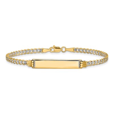 14K Yellow Gold Curb Link ID Bracelet – view 4