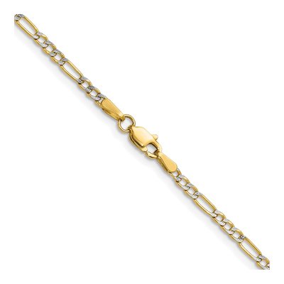 14K Yellow Gold 2.3mm Semi-Solid Pave Figaro Chain – view 3