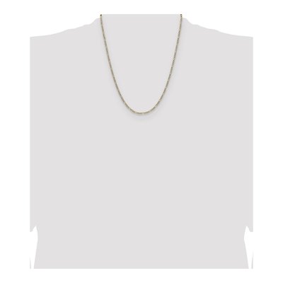 14K Yellow Gold 2.3mm Semi-Solid Pave Figaro Chain – view 4