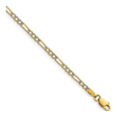 14K Yellow Gold 2.3mm Semi-Solid Figaro Chain