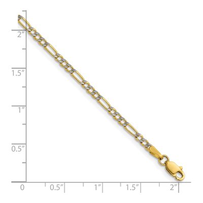 14K Yellow Gold 2.3mm Semi-Solid Figaro Chain Bracelet – view 2
