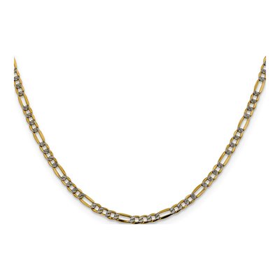 14K Yellow Gold 3.2mm Semi-Solid Figaro Chain – view 2