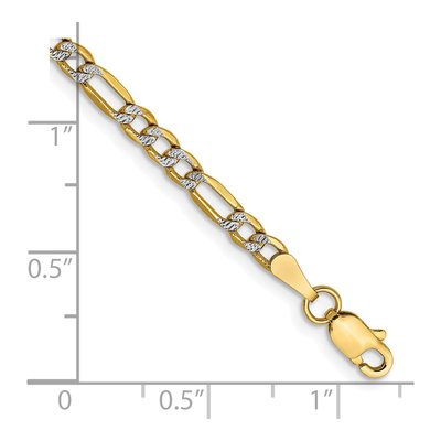 14K Yellow Gold 3.2mm Semi-Solid Figaro Chain Bracelet – view 2