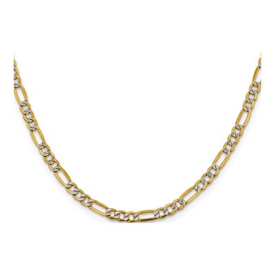 14K Yellow Gold 3.9mm Semi-Solid Pave Figaro Chain – view 2