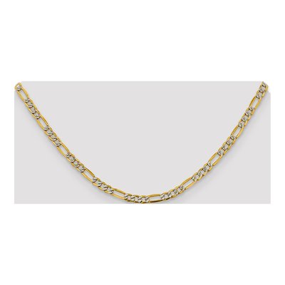 14K Yellow Gold 3.9mm Semi-Solid Pave Figaro Chain – view 4