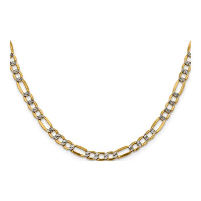 14K Yellow Gold 5.25mm Semi-Solid Pave Figaro Chain – view 2